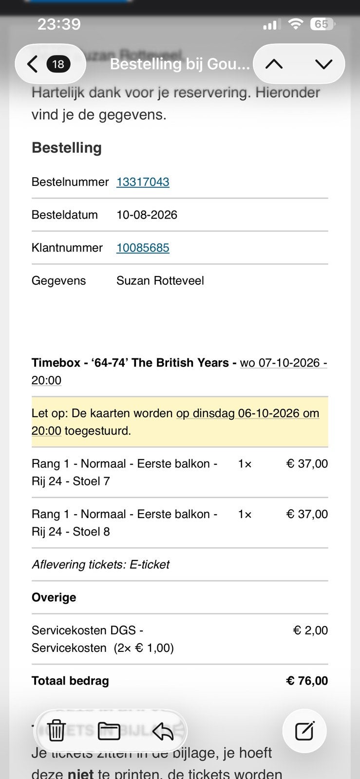 Timebox ‘64-‘74 the British Years 7 oktober Gouda, Tickets en Kaartjes, Twee personen, Overige soorten