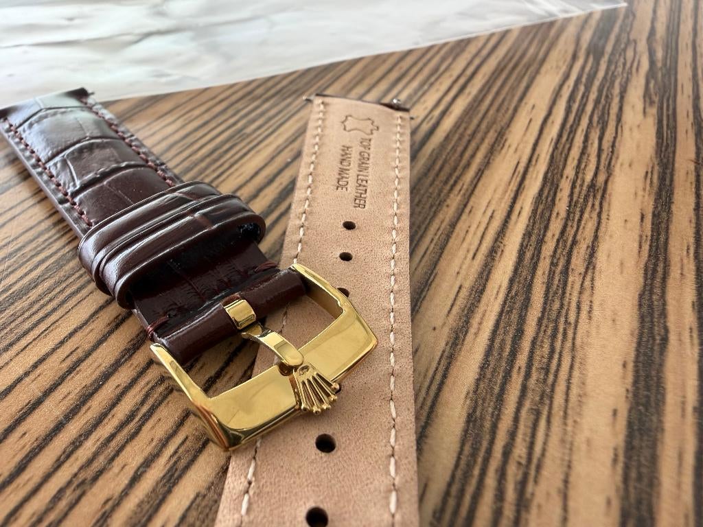 Rolex leren horlogeband 20 mm, gouden gesp Day-date *NIEUW*, Sieraden, Tassen en Uiterlijk, Horloges | Heren, Leer, Rolex, Polshorloge