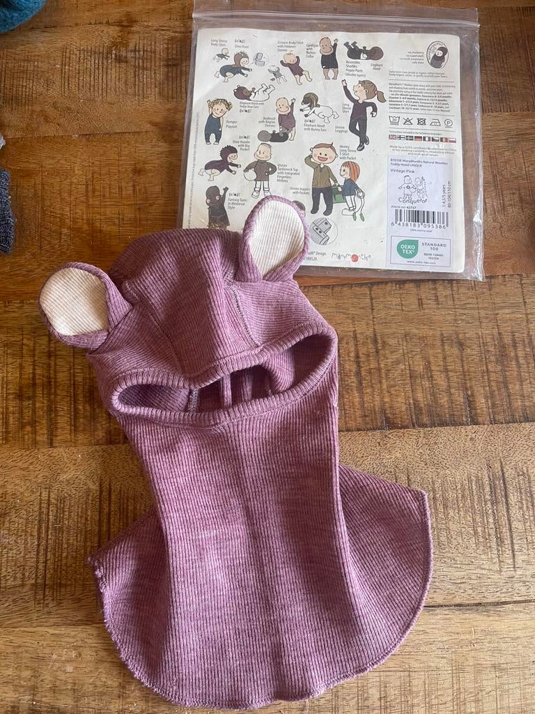 Manymonths merino wol Teddy Hood, Kinderen en Baby's, Ophalen, Zo goed als nieuw, Jongetje of Meisje, Muts