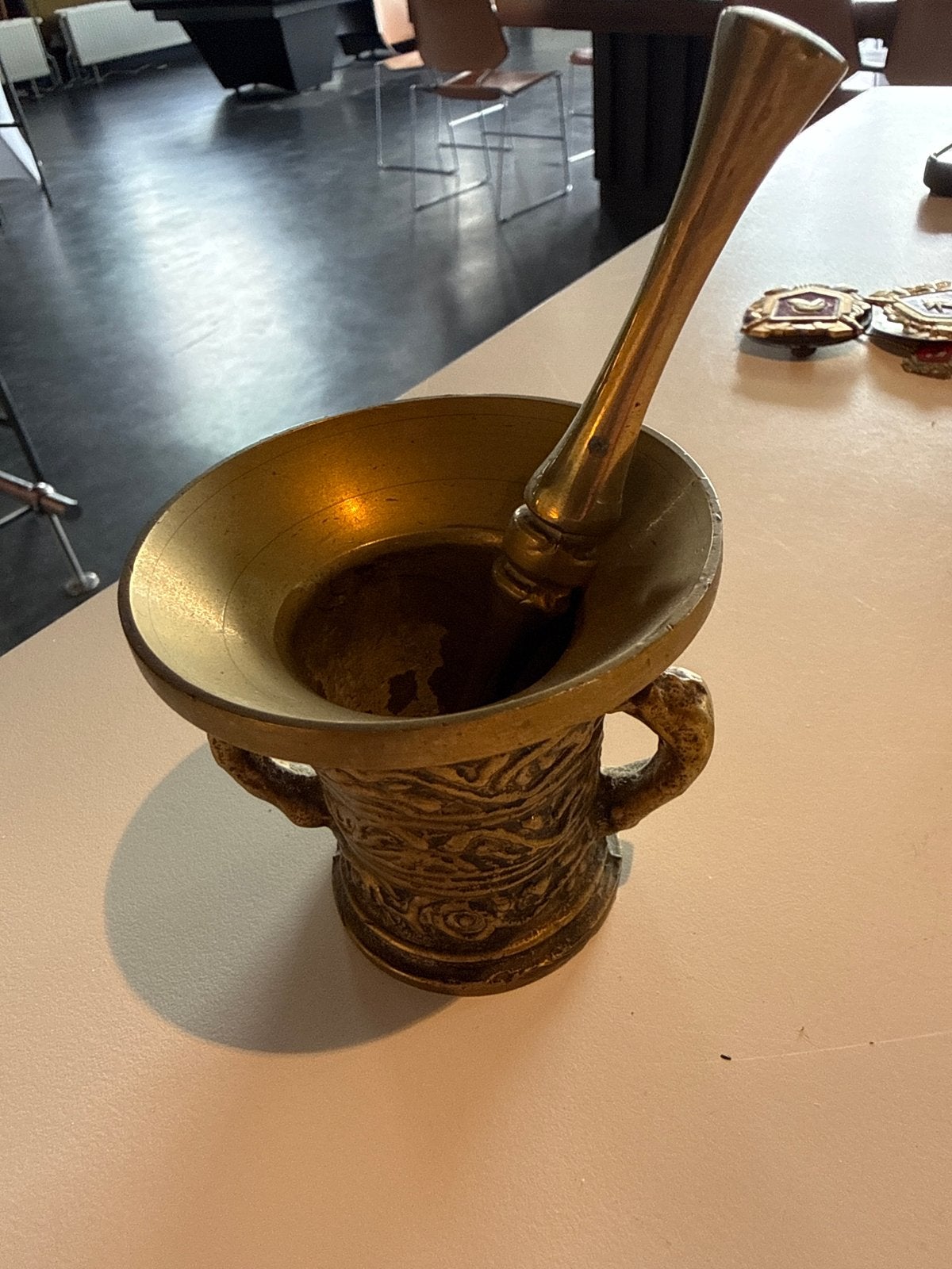Bronzen vijzel met stamper - Olavo Product, Ophalen of Verzenden