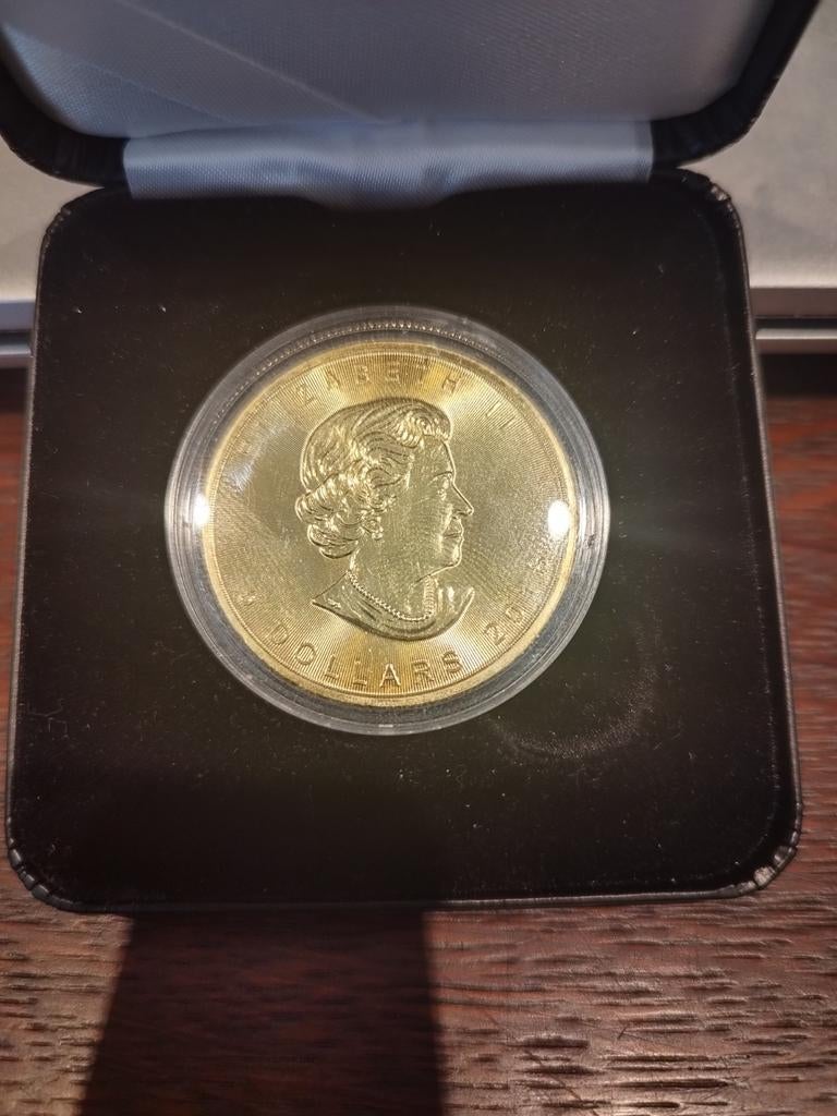 2018 1oz vergulde Canadese Maple Leaf 9999 zilveren munt, Ophalen of Verzenden, Overige landen