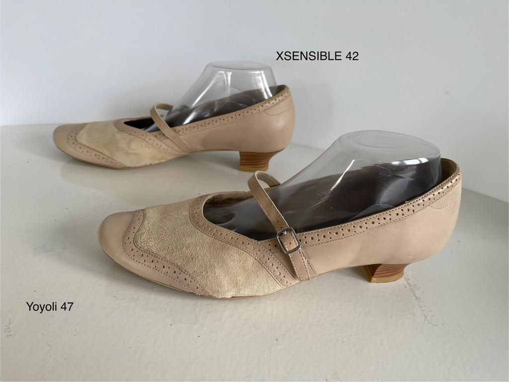 47) Xsensible 42G leren beige instappers met bandje, Ophalen of Verzenden, Zo goed als nieuw, Instappers, Beige