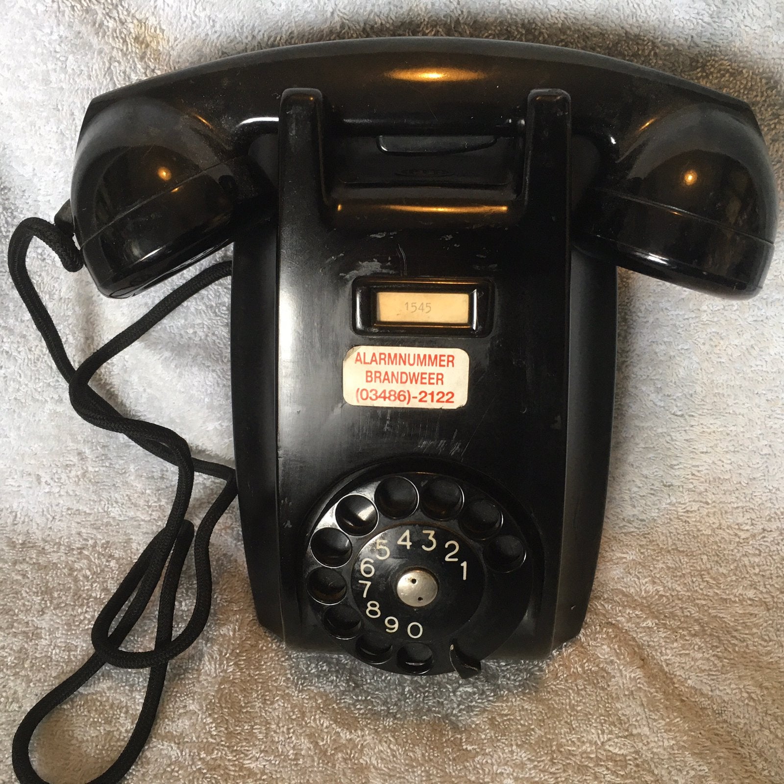 Ouderwetse bakelieten “ERICSSON”wandtelefoon jaren 50, Ophalen of Verzenden, Gebruikt, Met draaischijf