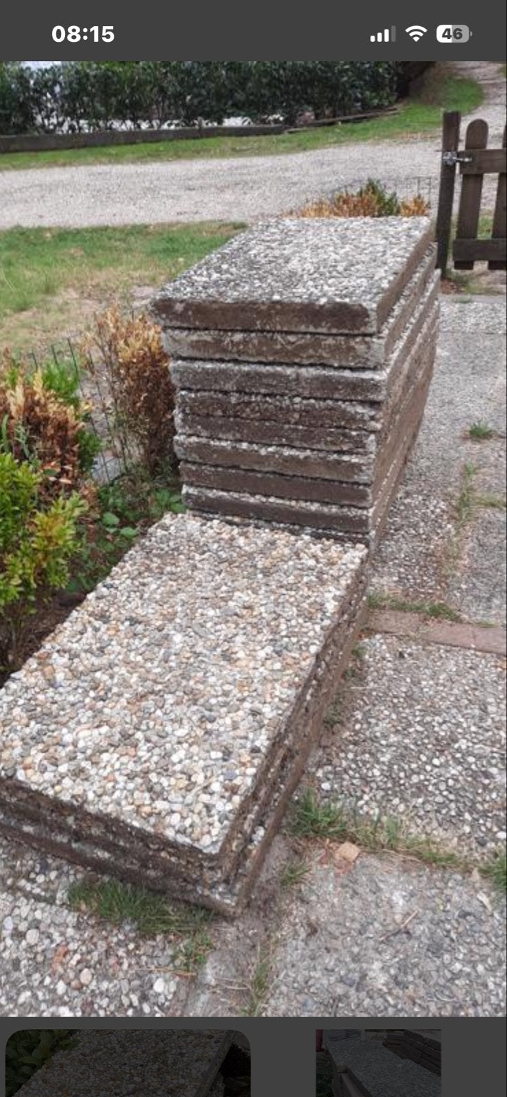 Gratis Gebruikte terrastegels van beton met grind, Tuin en Terras, Ophalen, Gebruikt, 10 m² of meer, Beton