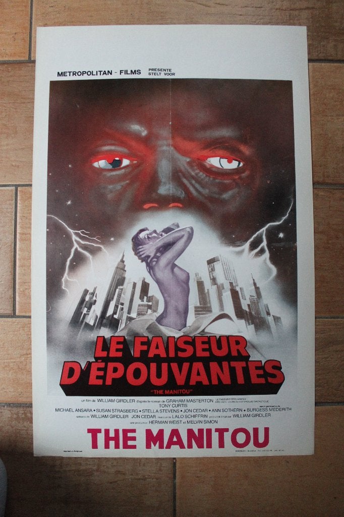 filmaffiche Tony Curtis The Manitou 1978 filmposter, Verzamelen, Rechthoekig Staand, Ophalen of Verzenden, Zo goed als nieuw, A1 t/m A3