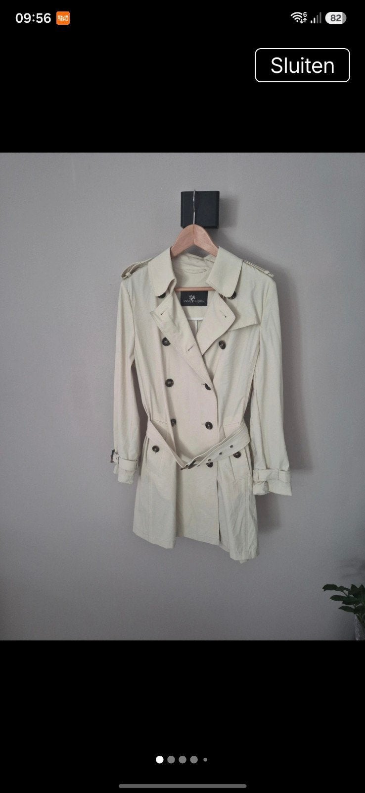 Jean Jaques Trenchcoat Beige - Zo goed als nieuw, Maat 38/40 (M), Jean Jaques, Beige, Ophalen of Verzenden