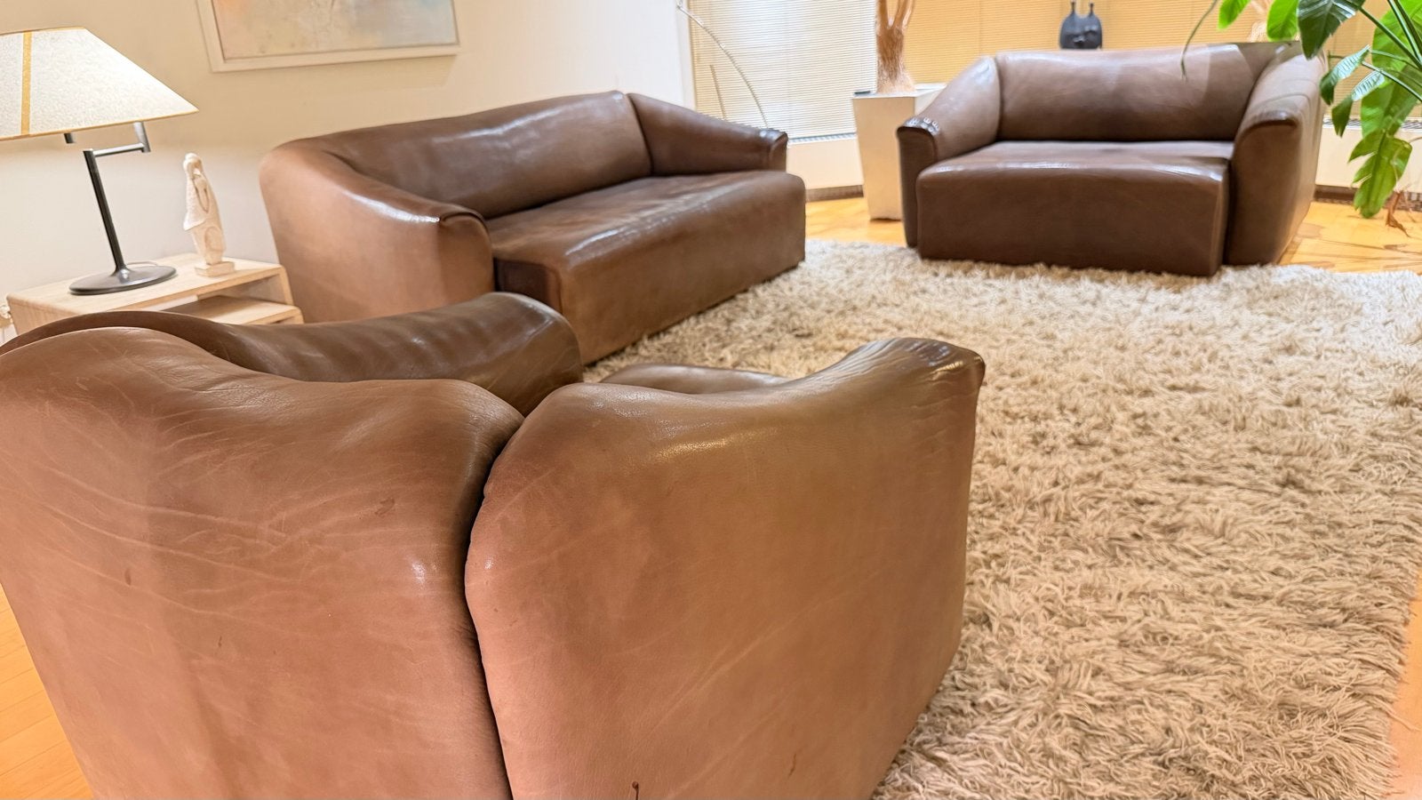 De Sede DS‑47 Bull fauteuil in circa 5 mm dik NECK-leer, Huis en Inrichting, Gebruikt, 100 tot 125 cm, Ophalen of Verzenden, Leer