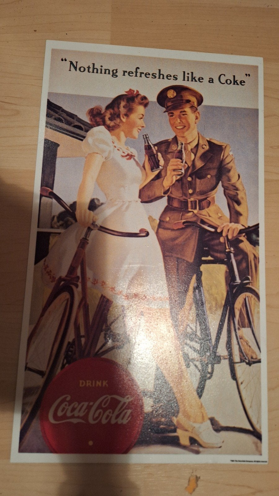 Coca-Cola vintage reclamebord metaal, Ophalen