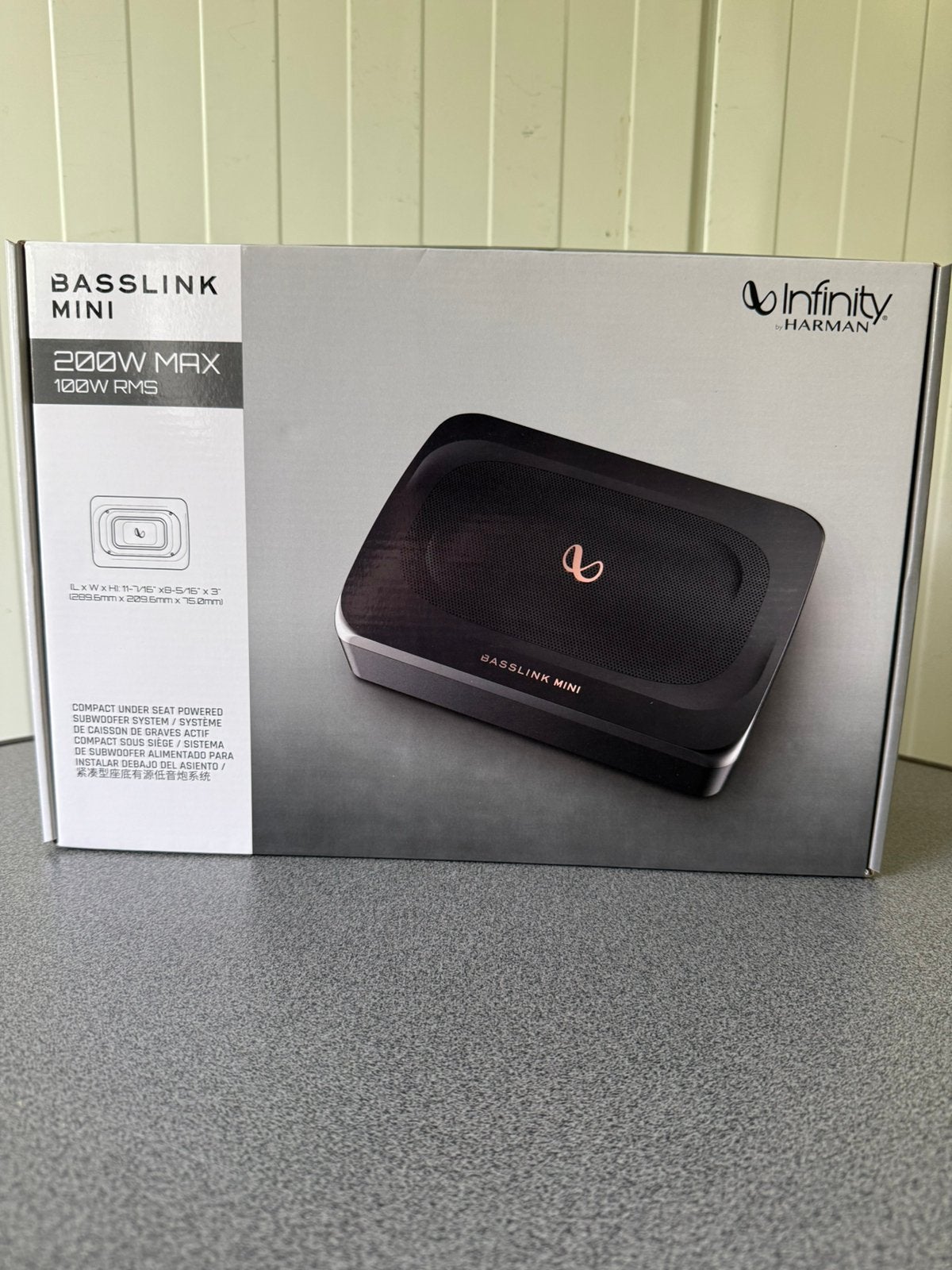 Infinity Basslink Mini Compacte Actieve Underseat 200W, Ophalen of Verzenden, Zo goed als nieuw
