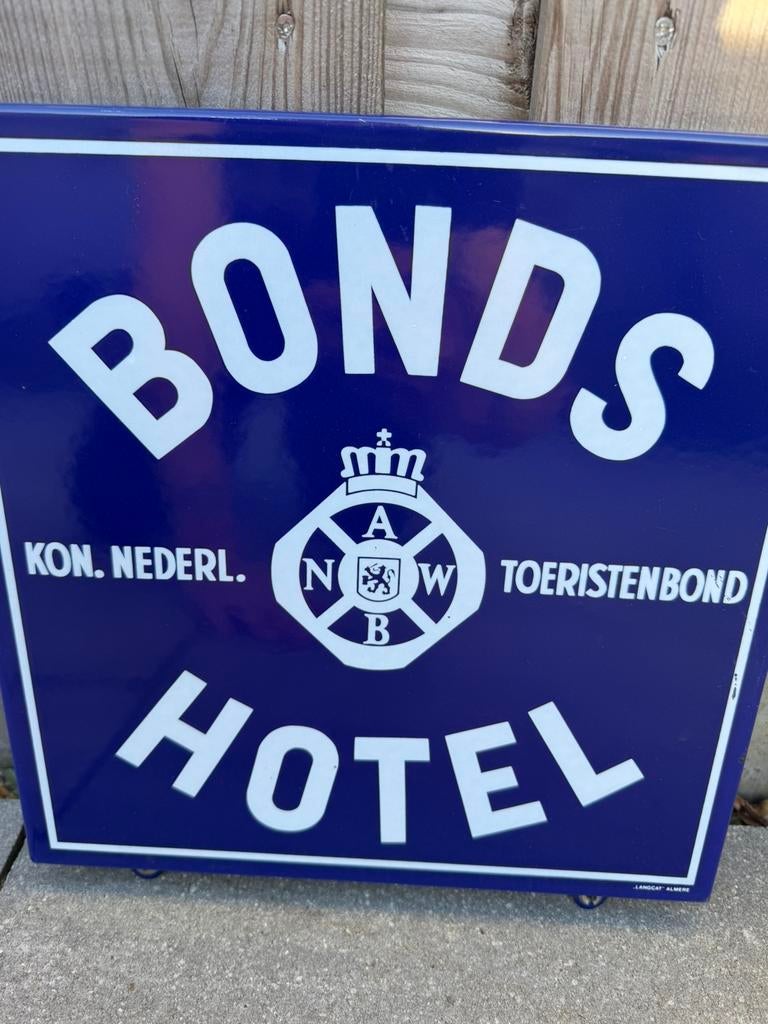 ANWB Bonds Hotel emaille bord, Reclamebord, Gebruikt, I, Ophalen of Verzenden