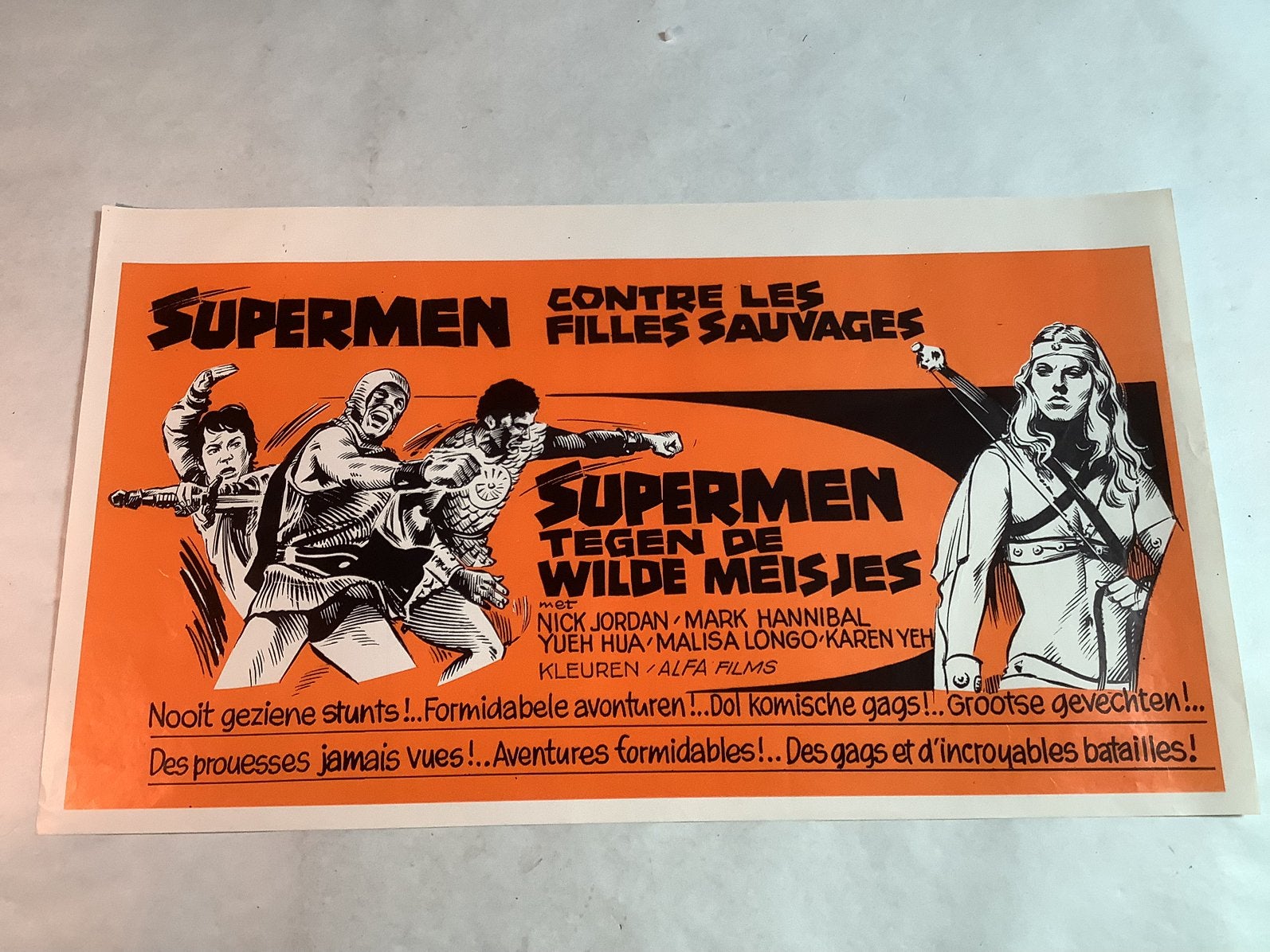 SUPERMEN AGAINST THE AMAZONS  filmposter  30-54 cm, Ophalen of Verzenden, Zo goed als nieuw, Deurposter of groter, Film en Tv