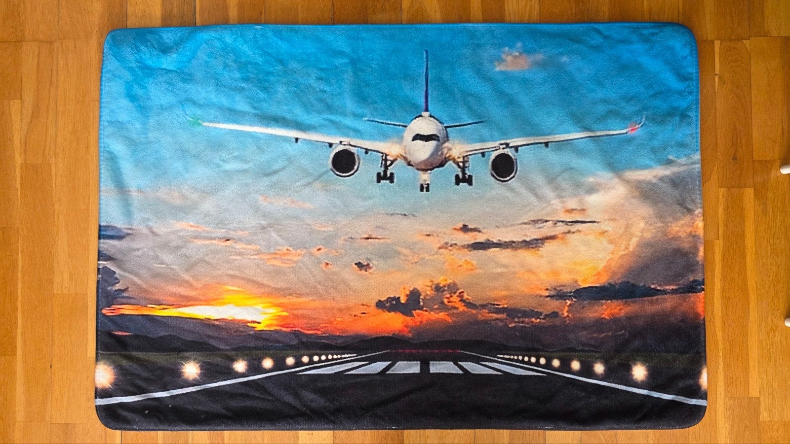 Vliegtuig Vloerkleed - Uniek Design voor Kinderkamer, Gebruikt, 100 tot 150 cm, Rechthoekig, Blauw