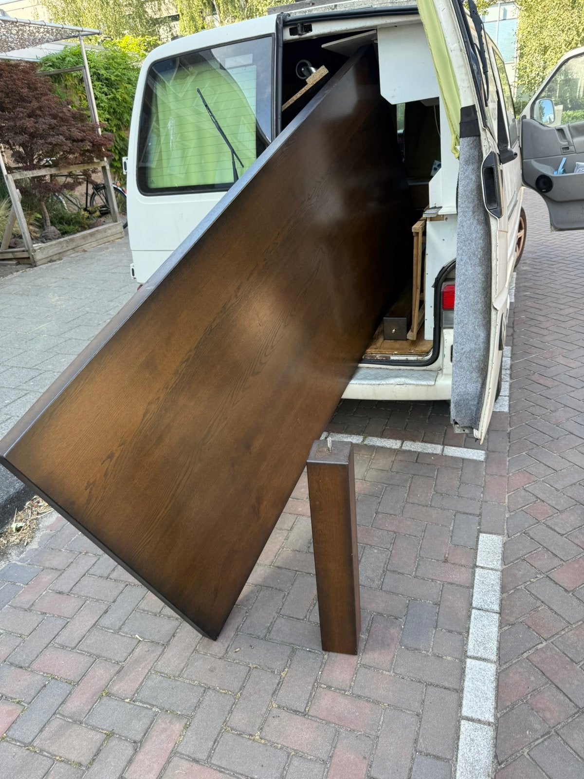 Gratis Massief eiken eettafel (217x100) + 6 stoelen, Ophalen, 200 cm of meer, 50 tot 100 cm, Zo goed als nieuw