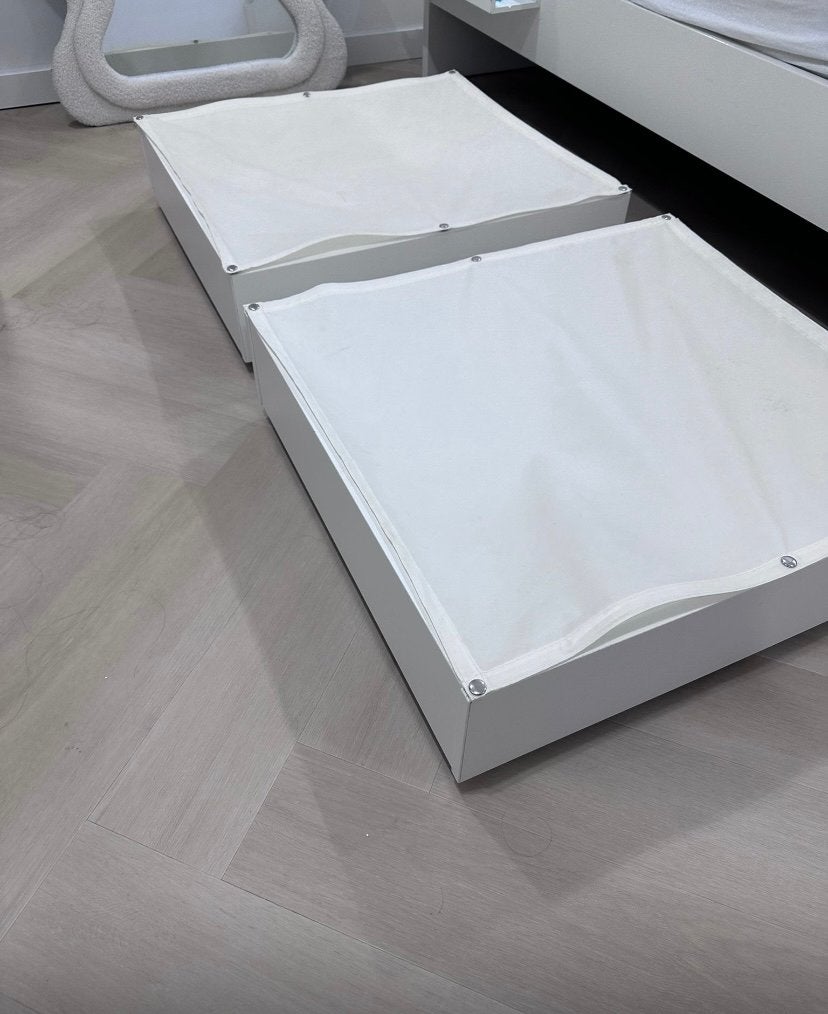 IKEA bedlades (2 stuks) - perfect voor extra opbergruimte, Huis en Inrichting, Ophalen, 70 cm of minder, Wit, Zo goed als nieuw