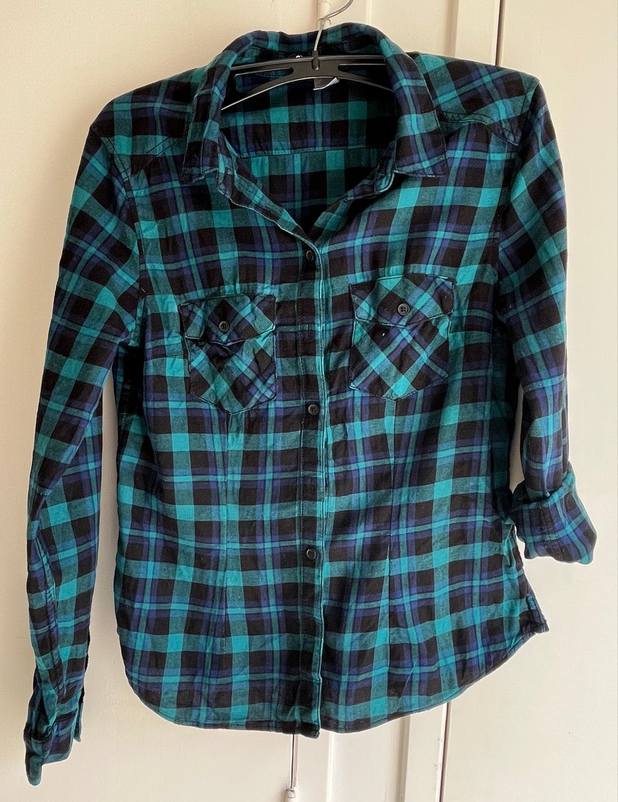 H&M Geruit Flanellen Overhemd - Maat 36 (S), Ophalen of Verzenden, Zo goed als nieuw, Maat 36 (S), Blauw