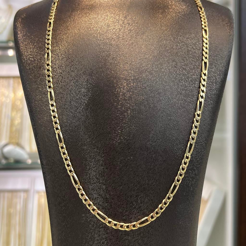 14k gouden ketting figaro schake massief, Ophalen of Verzenden, Zo goed als nieuw, Goud