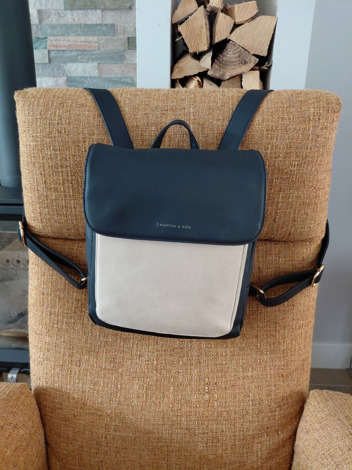 Kapten & Son rugzak - Zwart/Beige, Overige merken, 25 tot 40 cm, Ophalen of Verzenden, Zo goed als nieuw