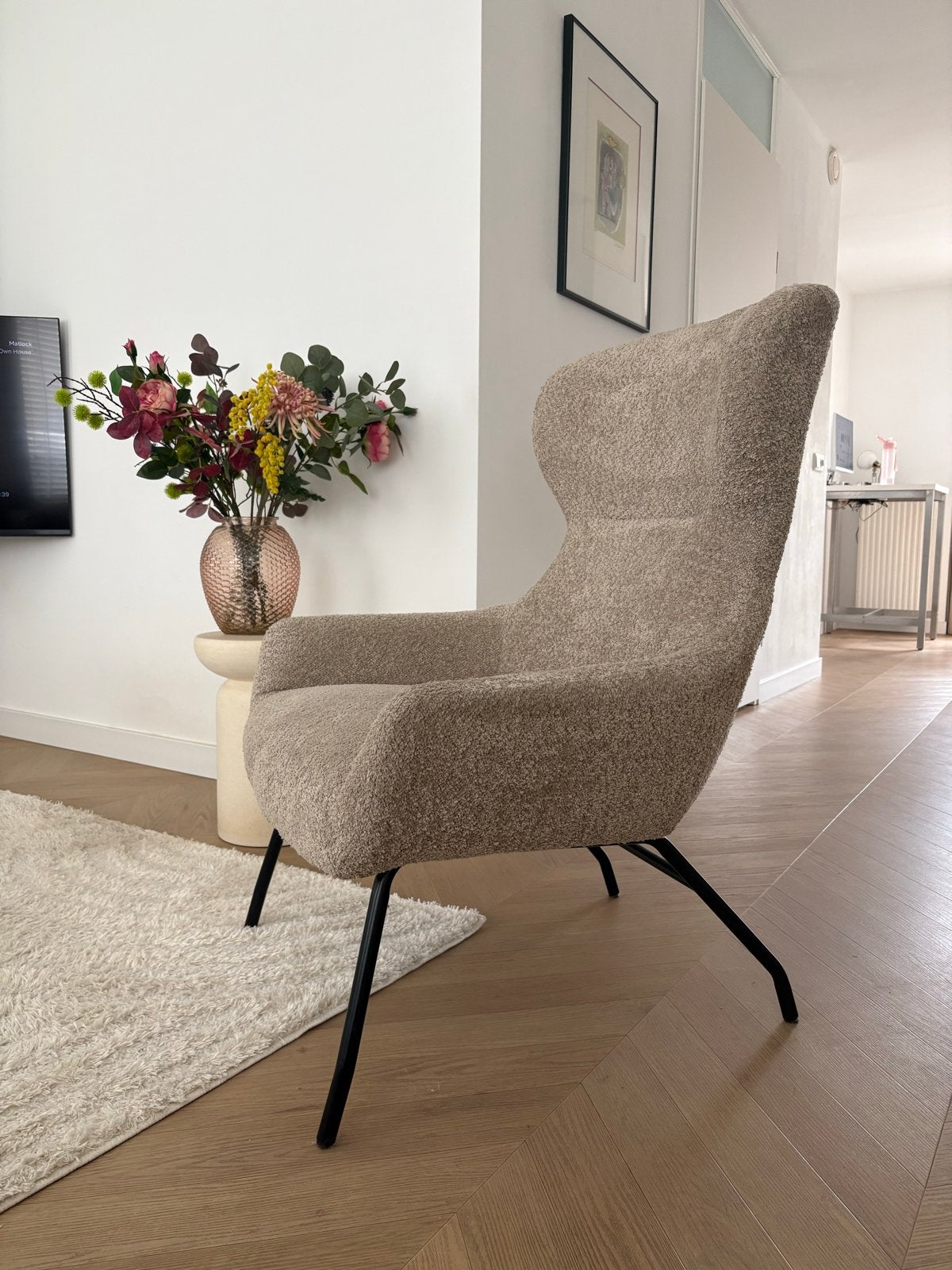 Moderne fauteuil - moderne Stoel, Ophalen, Bruin, Zo goed als nieuw, Eén