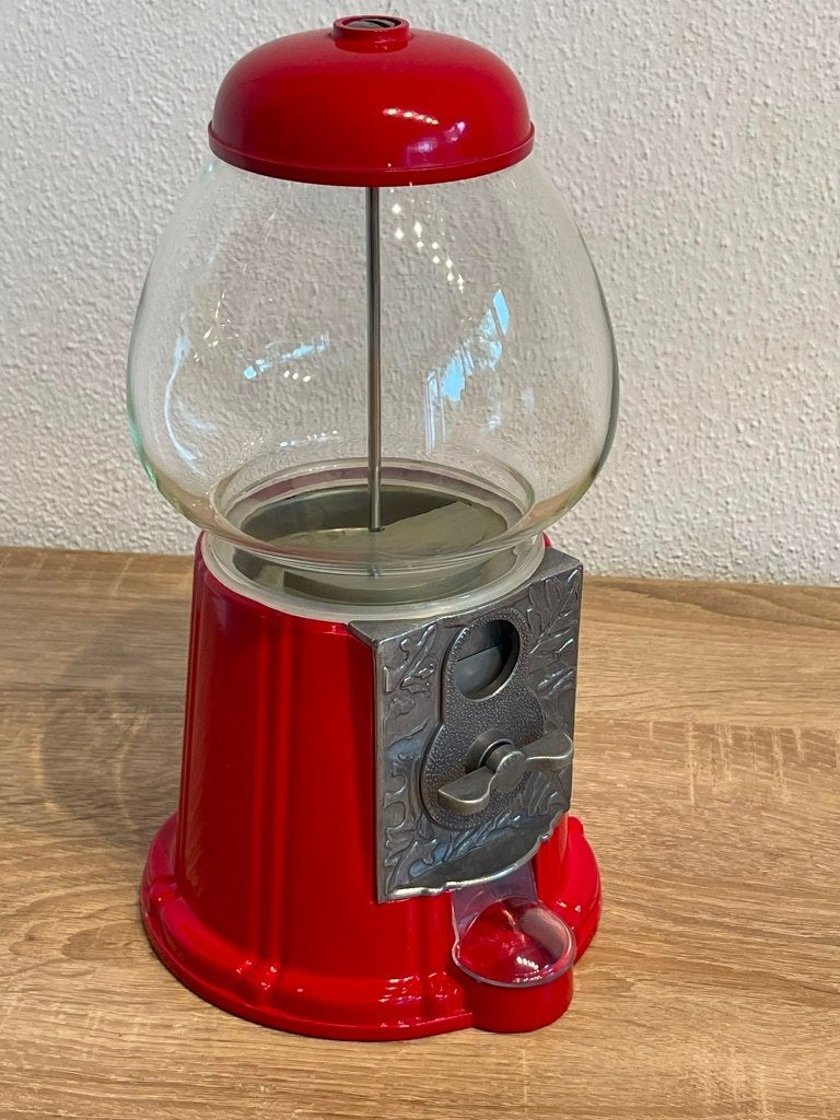 Vintage Retro Kauwgomballenautomaat 50¢ Rood, Metaal, 29 cm, Verzamelen, Ophalen of Verzenden, Huis en Inrichting