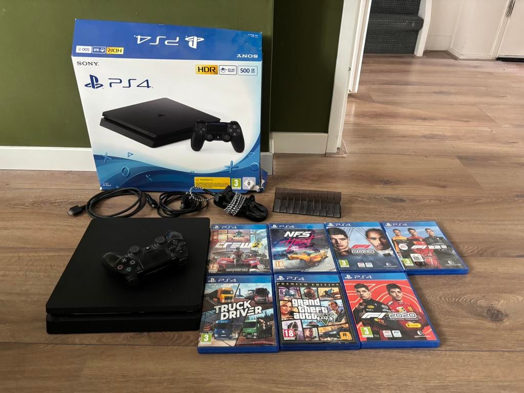 Ps4 + 7 spellen, Ophalen of Verzenden, Zo goed als nieuw, Met 1 controller, Slim