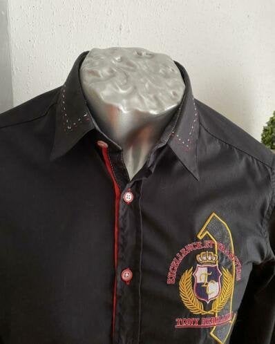 Tony Copper overhemd maat S [vm], Kleding | Heren, Overhemden, Zo goed als nieuw, Halswijdte 39/40 (M), Zwart, Ophalen of Verzenden