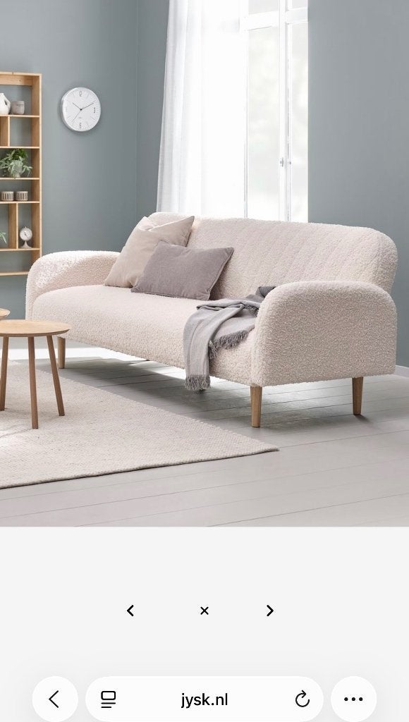 Jysk Slaapbank PARADIS off-white teddy, Huis en Inrichting, Ophalen, Tweepersoons, 140 cm, Zo goed als nieuw