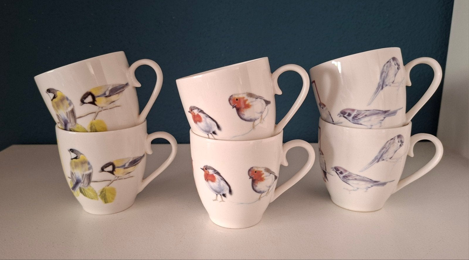 Zes Hvd vogelmokjes, Huis en Inrichting, Keuken | Servies, Overige typen, Ophalen of Verzenden, Zo goed als nieuw, Overige stijlen