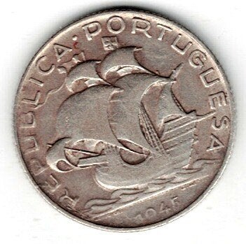 26-1659 Portugal 2,5 escudo 1945, Postzegels en Munten, Munten | Europa | Niet-Euromunten, Ophalen of Verzenden, Overige landen