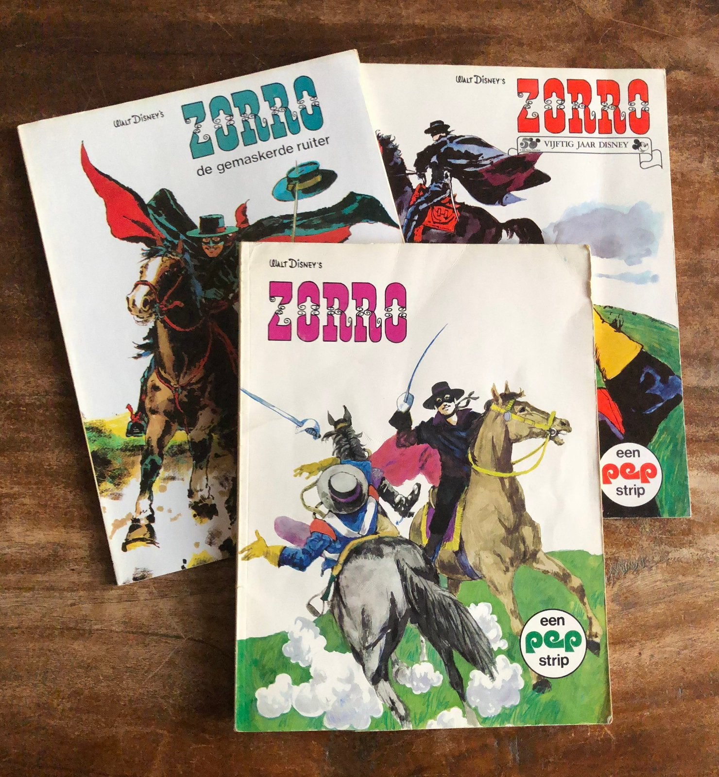 Drie Zorro strips (1e druk, jaren 70), Meerdere stripboeken, Ophalen of Verzenden, Gelezen