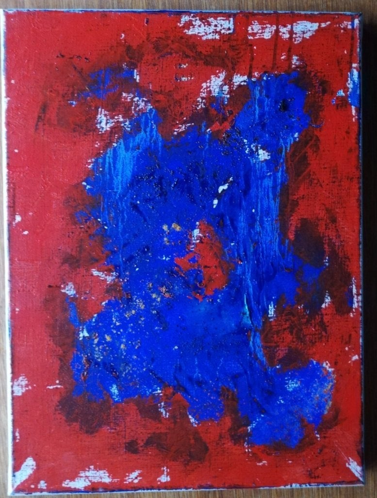 Rood / blauw schilderij - R.J.G. Kauffeld, Ophalen of Verzenden, Olieverf, Abstract