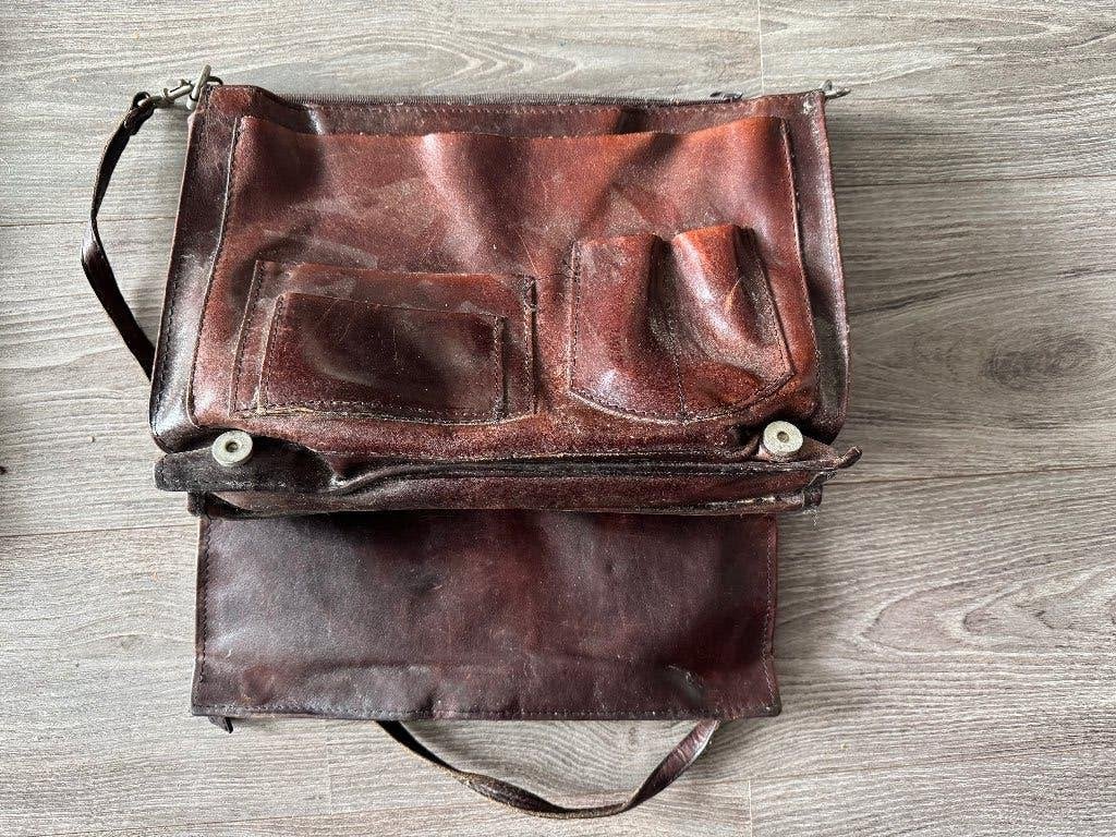 aktetas, schooltas echt leer, Minder dan 30 cm, Bruin, Aktetas of Boekentas, Ophalen of Verzenden