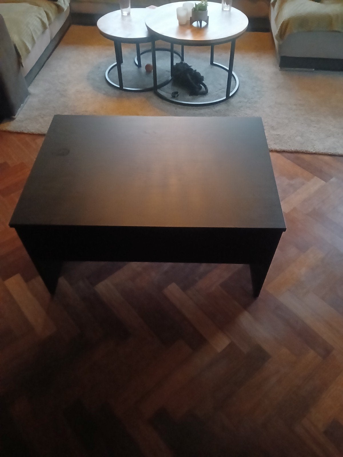 Salontafel met opbergruimte en liftblad, Ophalen, Gebruikt, 100 tot 150 cm, 50 tot 100 cm