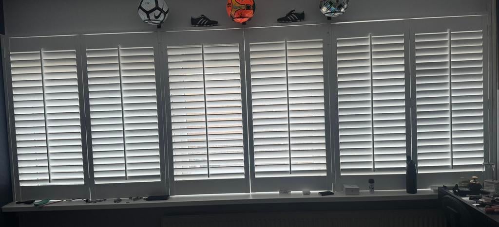 Shutters wit hout.  3.63m breed  1.28 m hoog, Ophalen, Gebruikt, 200 cm of meer, Wit