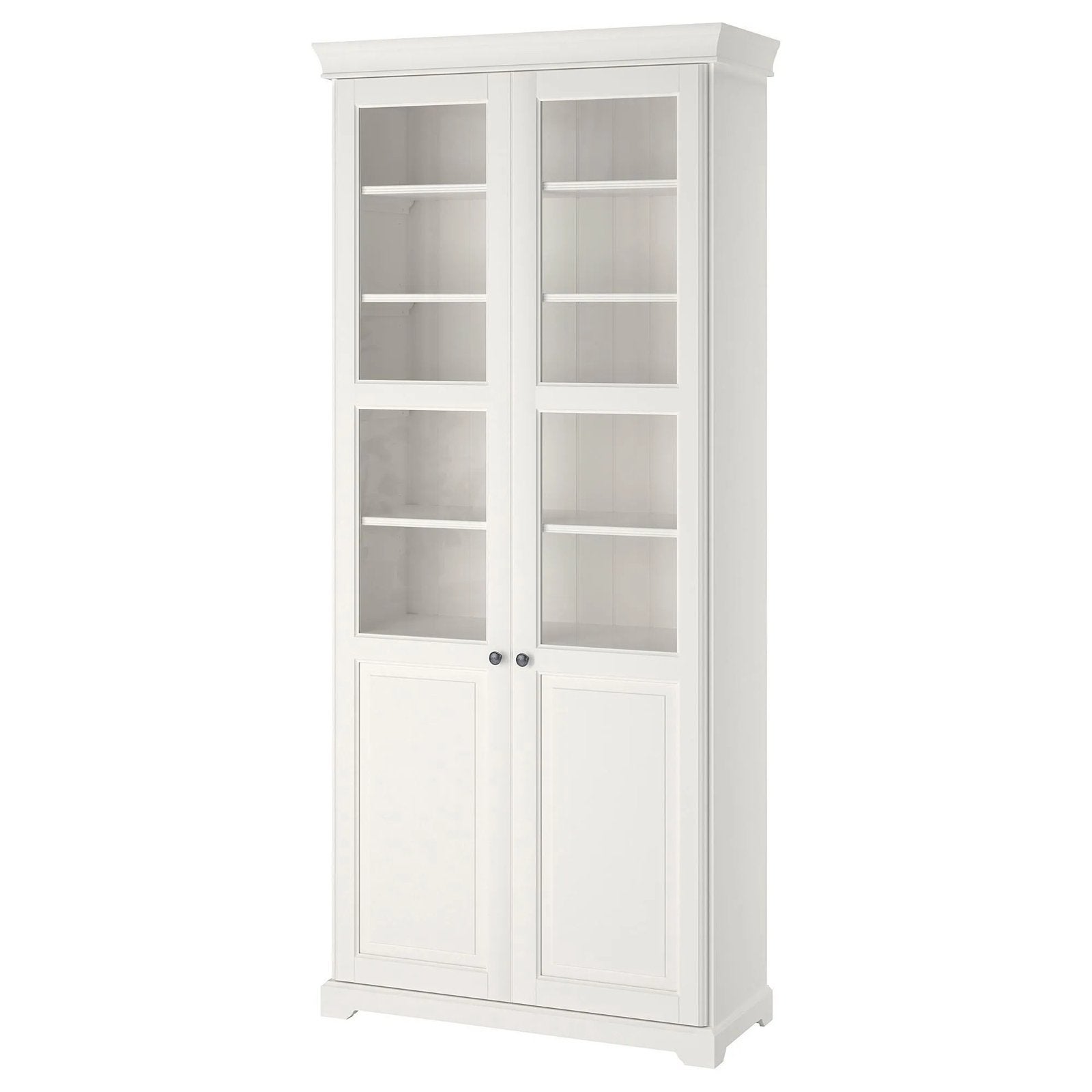 Witte IKEA LIATORP vitrinekast met ingebouwde spot, Ophalen, Zo goed als nieuw, 25 tot 50 cm, 200 cm of meer