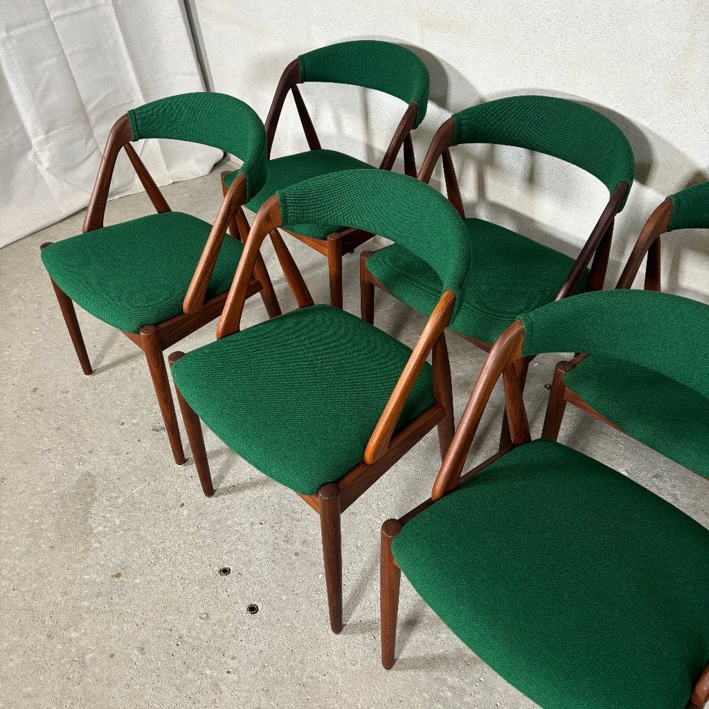 6x Model 31 deense stoelen Kai Kristiansen | refurbished!, Gebruikt, Bruin, Verzenden, Stof