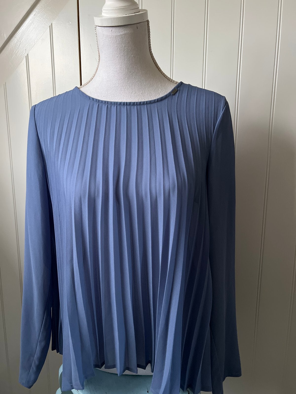 Gaudi Lavendel Blauwe Geplooide Blouse Maat 38/40, Kleding | Dames, Maat 38/40 (M), Blauw, Ophalen of Verzenden, Lange mouw