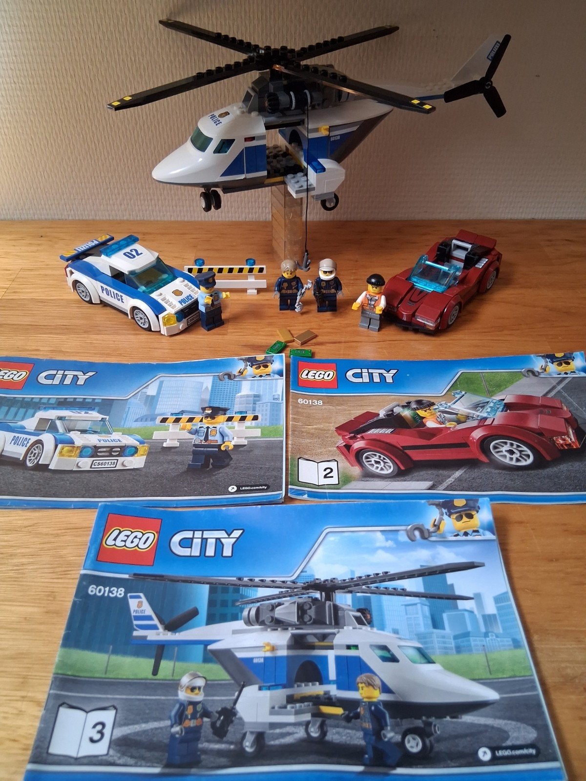 Lego city politie Helikopter 60138 complete set met boekjes, Ophalen of Verzenden, Zo goed als nieuw