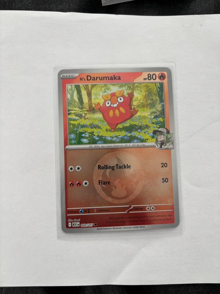 Pokemon N’s Darumaka 032/217 ASC reverse holo, Ophalen of Verzenden, Nieuw, Losse kaart, Foil