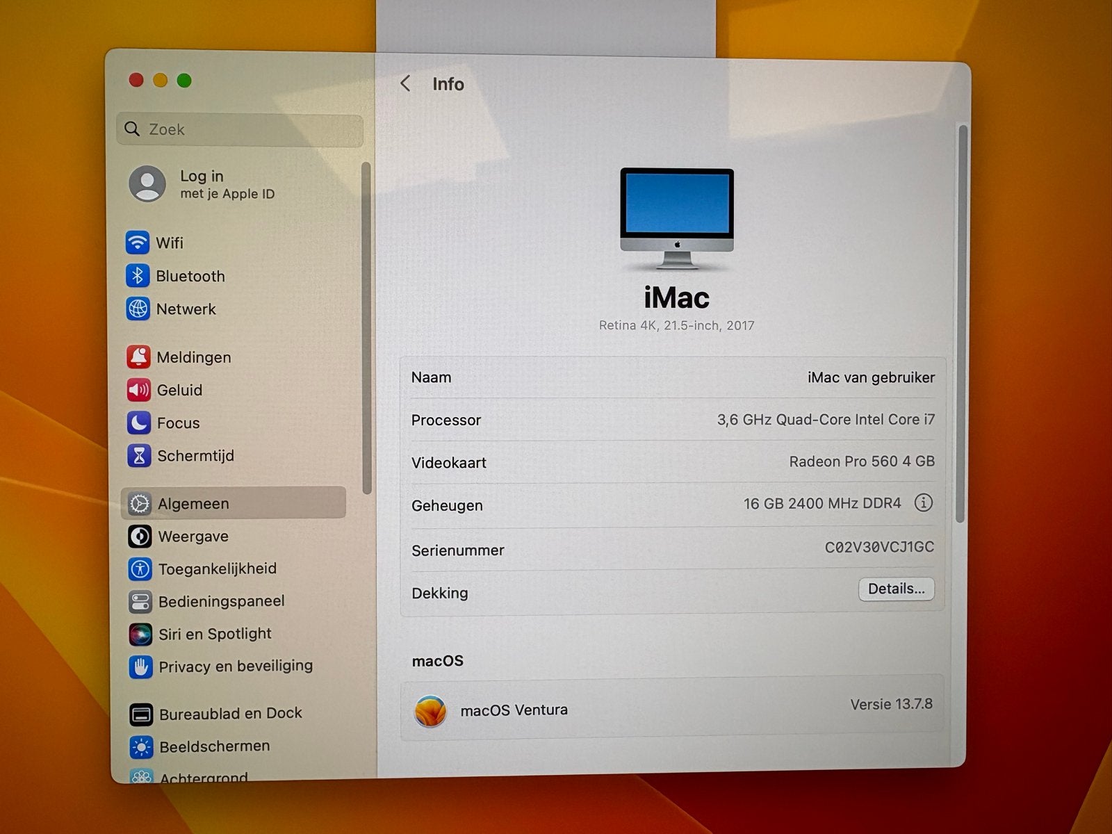 iMac 21.5-inch Retina 4K (2017) - Intel Core i7, 16GB RAM, Computers en Software, Apple Desktops, Gebruikt, SSD, IMac, Ophalen of Verzenden