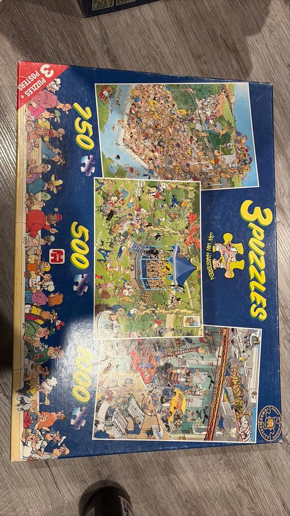 Jan van haasteren 3 in 1, Hobby en Vrije tijd, Denksport en Puzzels, Ophalen of Verzenden, 500 t/m 1500 stukjes, Zo goed als nieuw