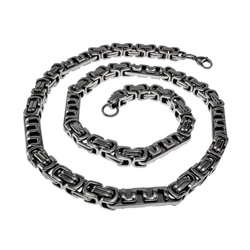 Stalen Vierkant-Grieksschakel Koningsketting Ketting - Heren, Sieraden, Tassen en Uiterlijk, Overige materialen, Birgitta-Gracht 33, 6465 EL Kerkrade, Nederland