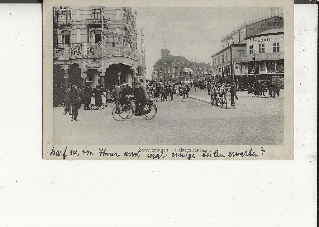 Scheveningen Palacestraat met Reclame Abdul Cigaretten 1929, Ophalen of Verzenden, 1920 tot 1940, Gelopen, Zuid-Holland