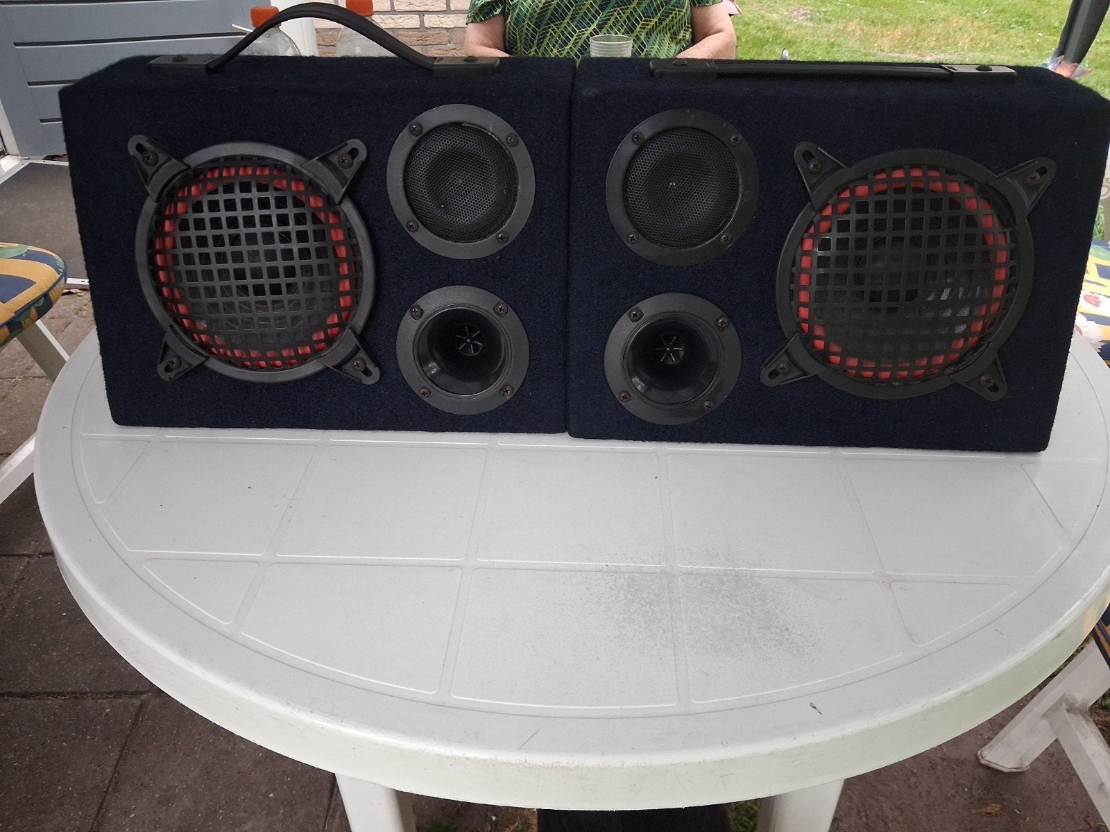 Zelfbouw speakerset met 2 luidsprekers, Gebruikt, Speakerset, Ophalen of Verzenden, Geschikt voor surround/home cinema