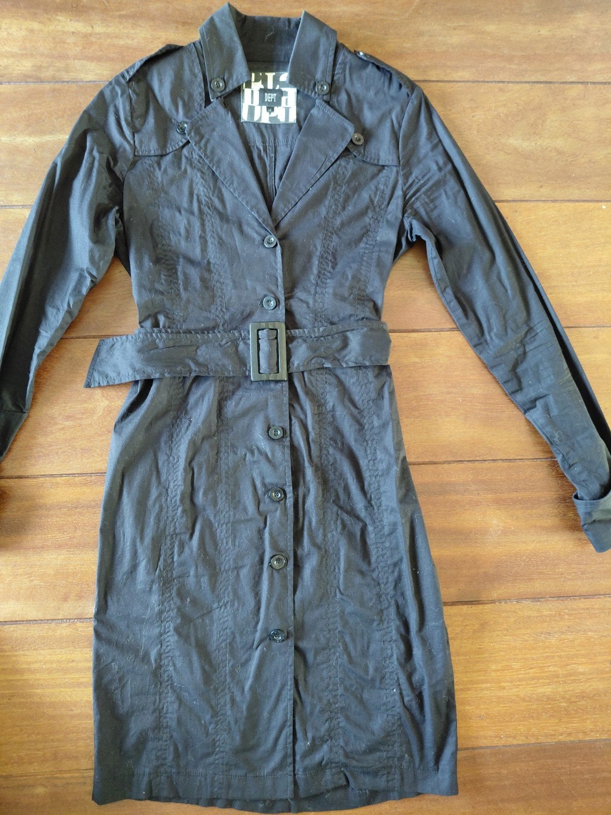 Zwarte trenchcoat jurk van Dept, maat M, Kleding | Dames, Maat 38/40 (M), Zwart, Ophalen of Verzenden, Gedragen