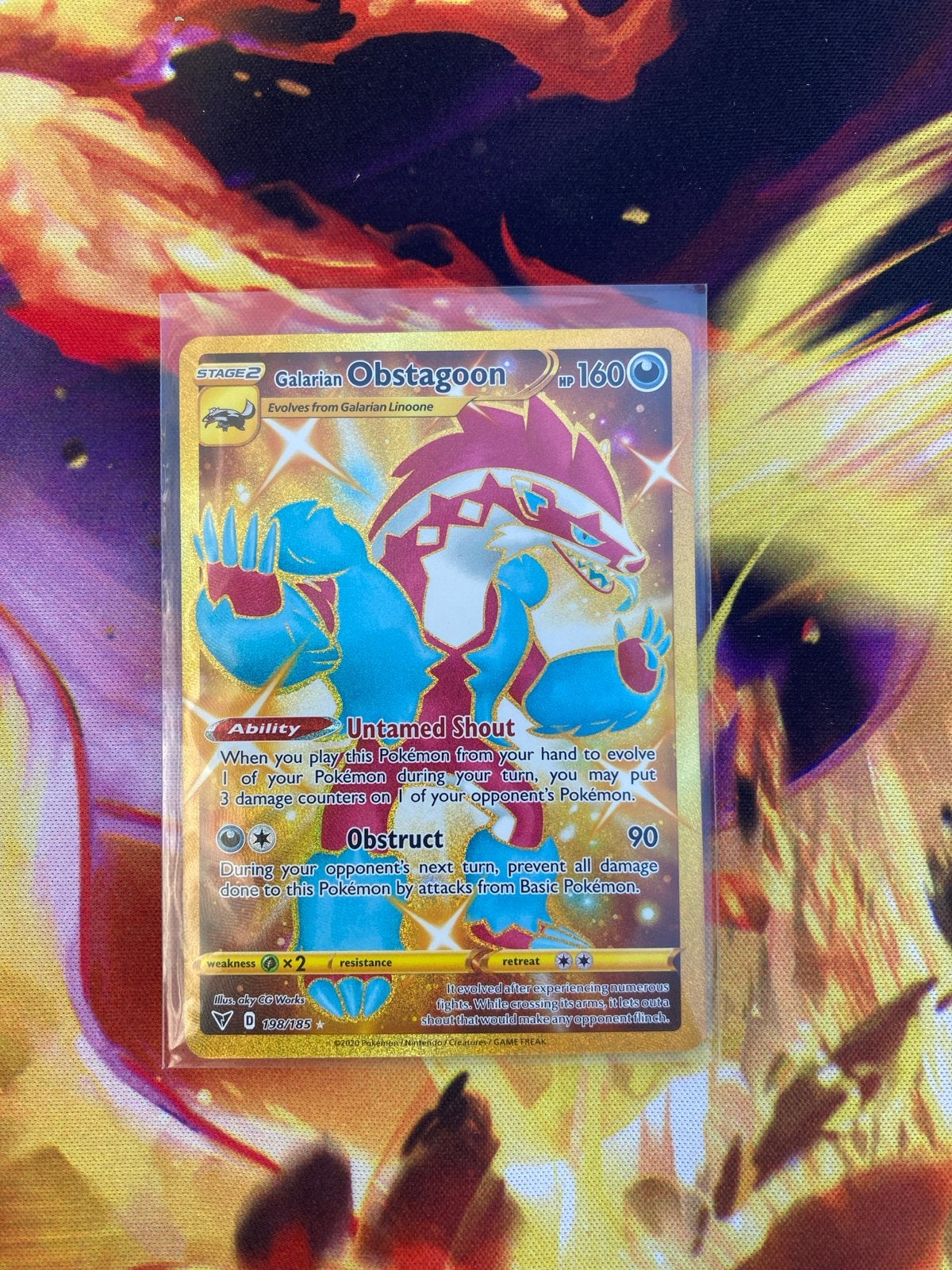 Pokémon TCG Galarian Obstagoon Gold Secret Rare, Hobby en Vrije tijd, Ophalen, Nieuw, Losse kaart, Foil