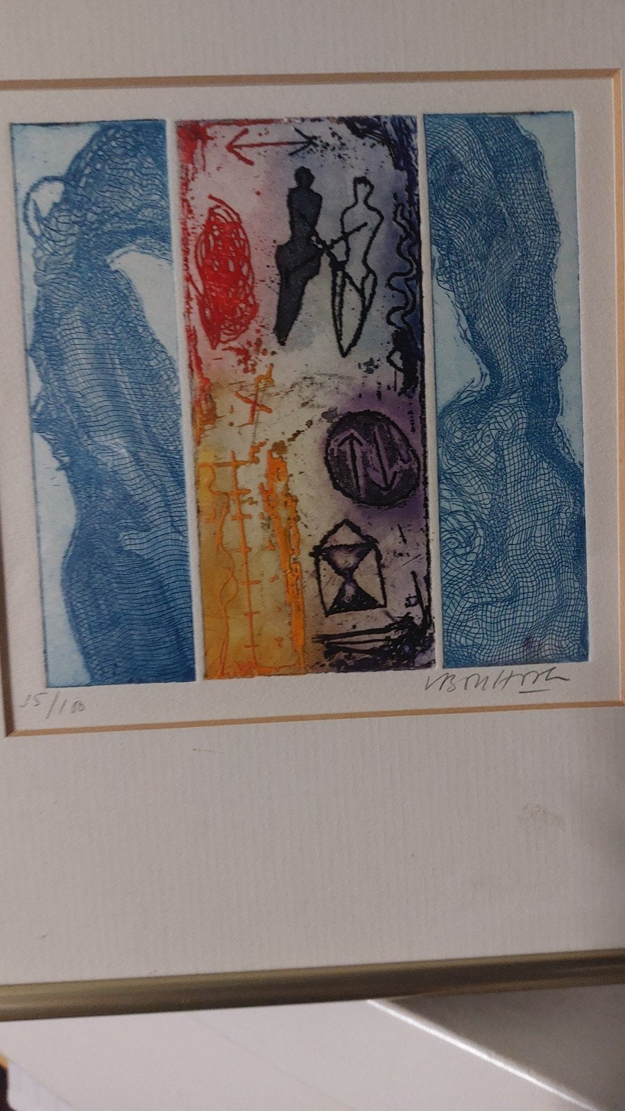 Kleurrijke gesigneerde ets, genummerde oplage 35/100, Antiek en Kunst, Ophalen of Verzenden, Ets, Gesigneerd, 1950 - 1999