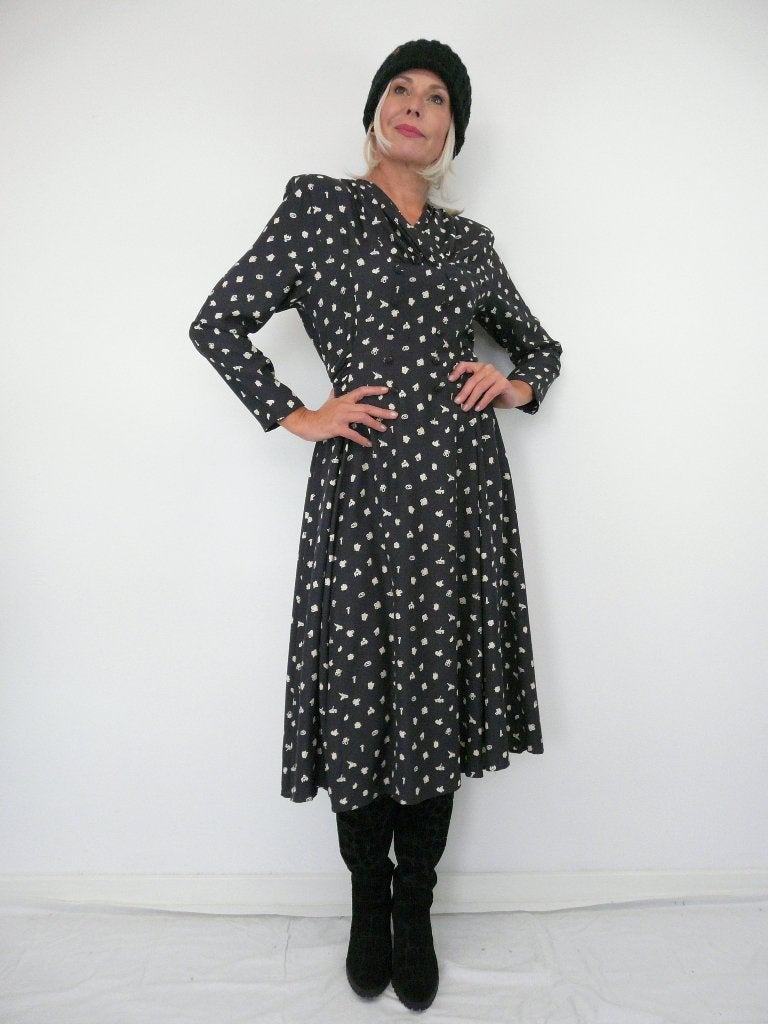 *Abfab Vintage Jurk met Print uit Finland M*, Maat 38/40 (M), Andiata, Ophalen of Verzenden, Zo goed als nieuw