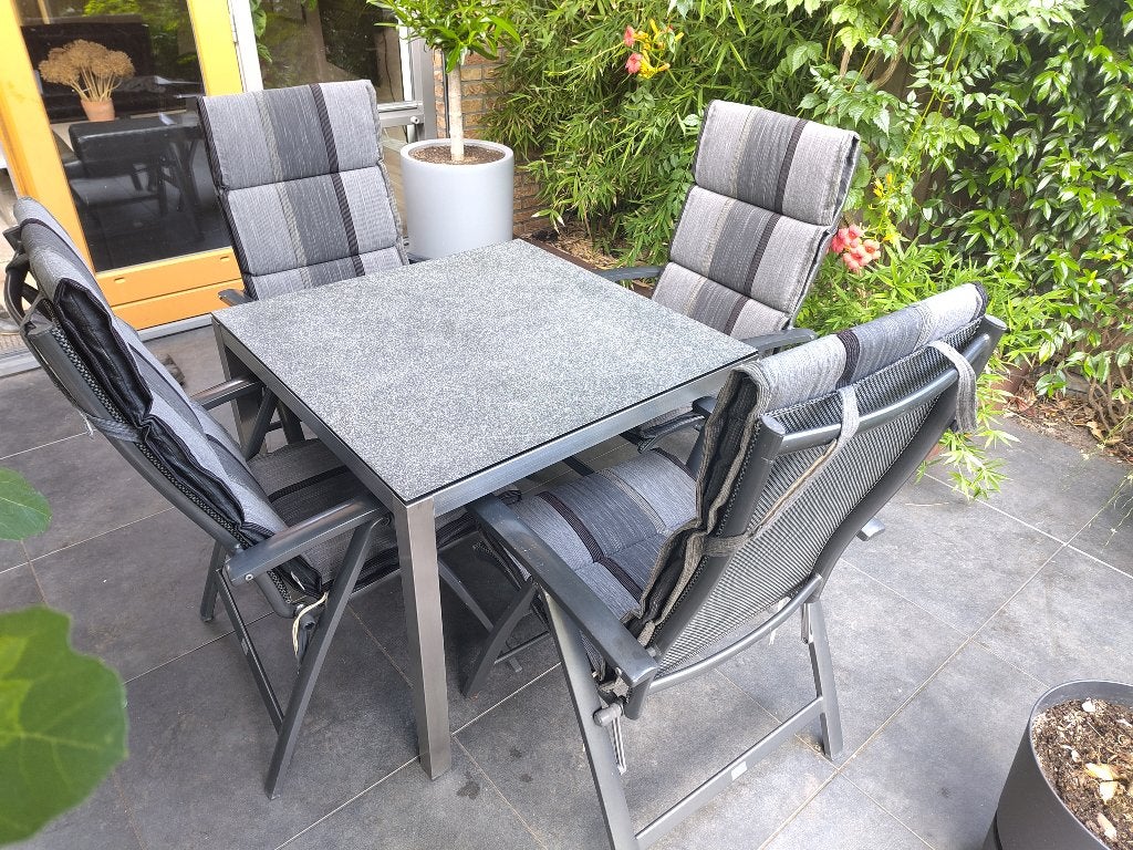 Kees Smit tuinset Bernstein Freiburg tafel + 4 stoelen, 4 zitplaatsen, Aluminium, Ophalen of Verzenden, Zo goed als nieuw