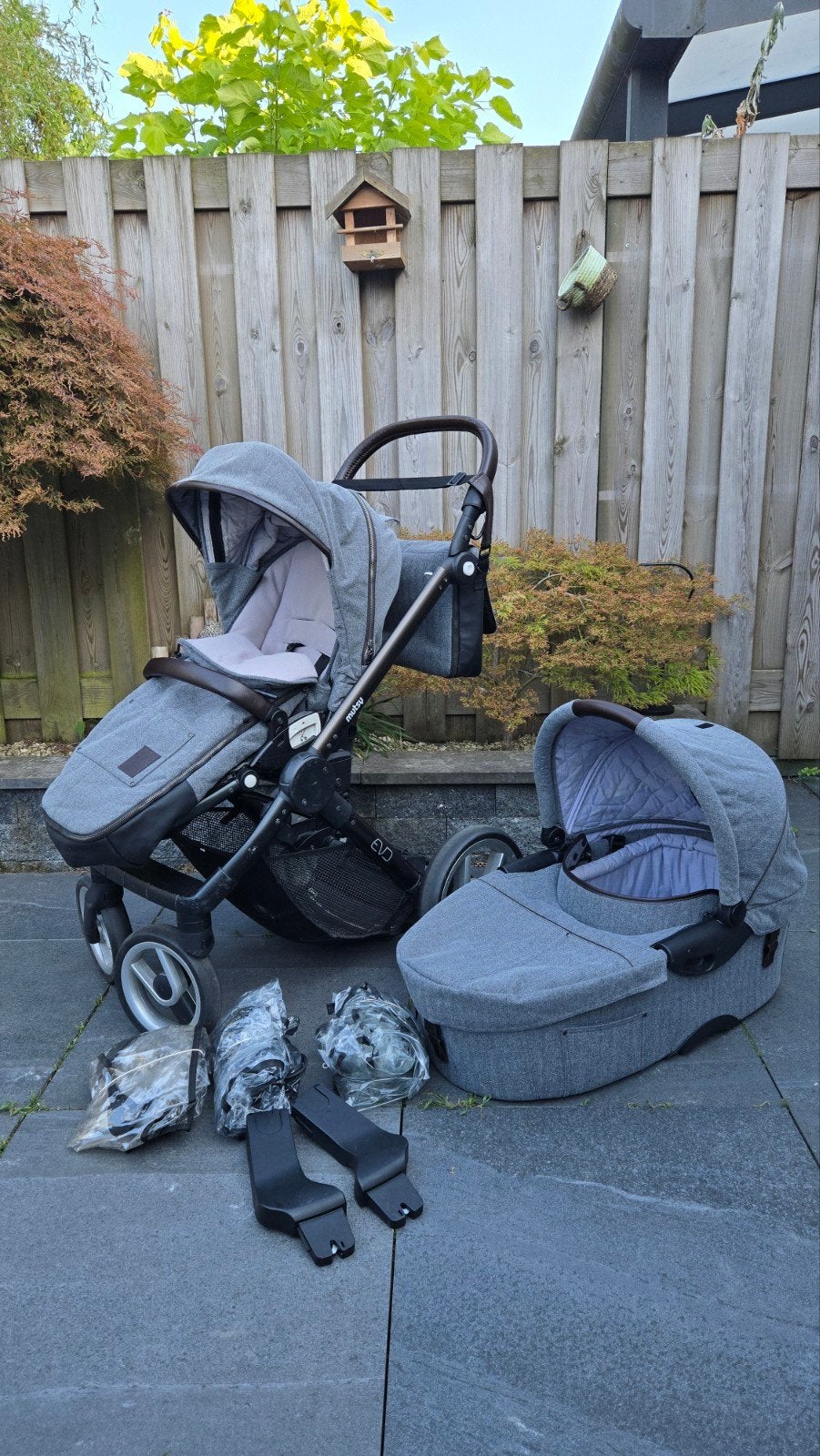 Mutsy evo farmer grijs 2 in 1 kinderwagen incl. Accessoires., Ophalen, Zo goed als nieuw, Combiwagen, Mutsy