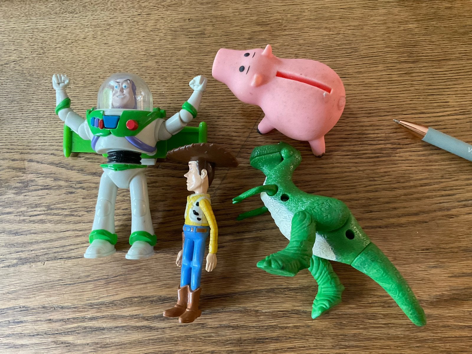 Toy Story Figuren Set: Buzz, Woody, Rex & Hamm Spaarvarken, Ophalen of Verzenden, Gebruikt, Jongen of Meisje